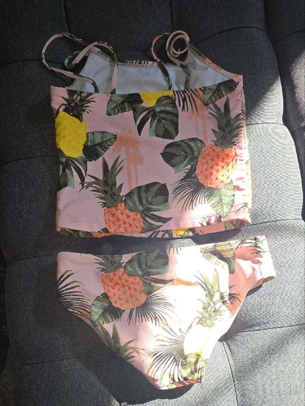 Girls Pineapple Print Pink Bikini Set
